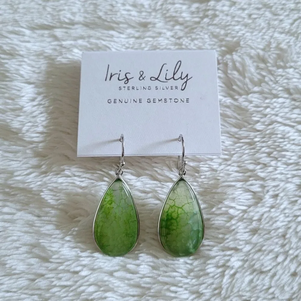 Iris & Lily Moss Green💚 Agate Earrings